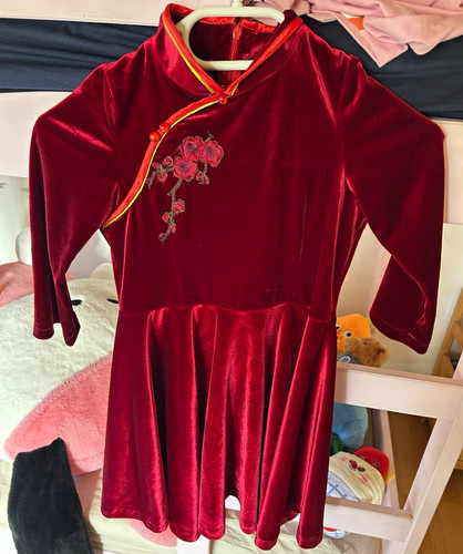Mädchen samt skaterkleid rot - samt,
